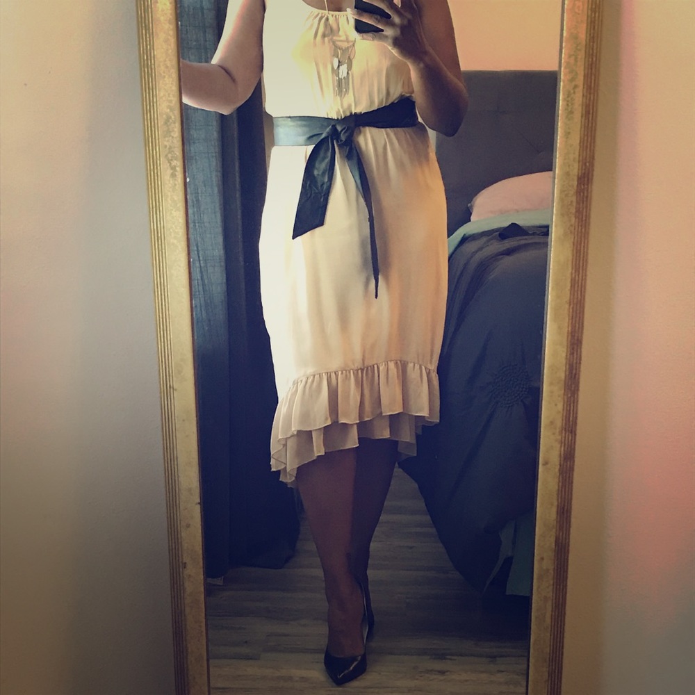 Strappy Coffee Ruffled Dress